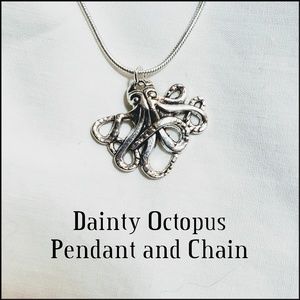 BNWT Sterling Silver Snake Chain & Octopus Pendant